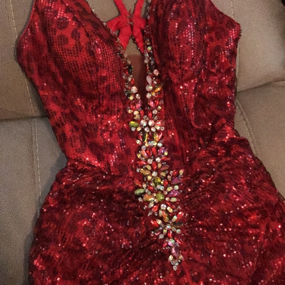 Dark Red Leopard prom dress - Picture 2 of 3